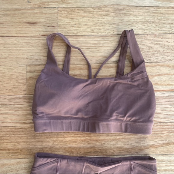Athleta Hearth Rose Exhale Bra Elation Pirouette 7/8 Legging Set Size Small - Picture 3 of 11